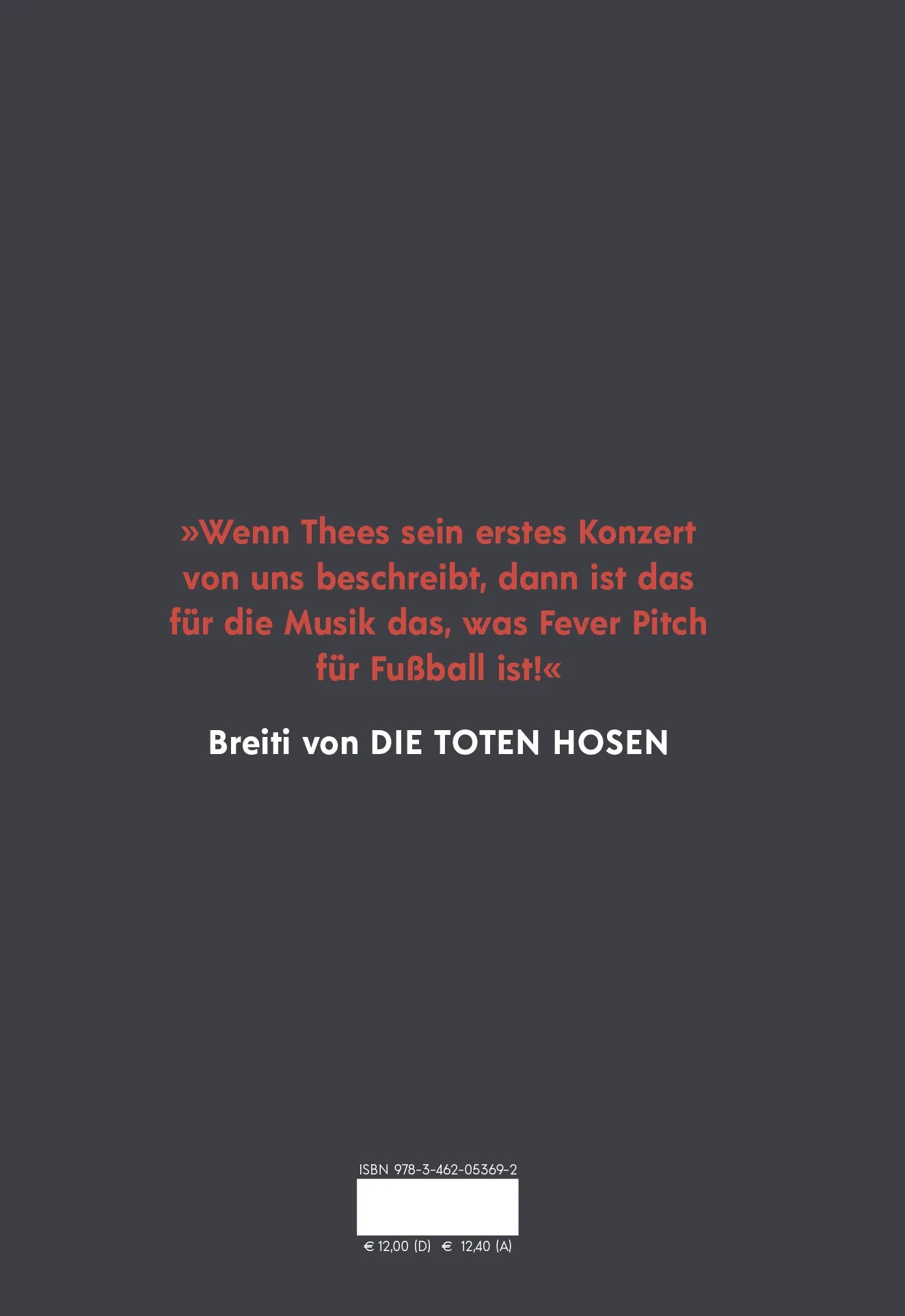 Buchrückseite von 'Thees Uhlmann über Die Toten Hosen' mit Klappentext - Gebundene Ausgabe