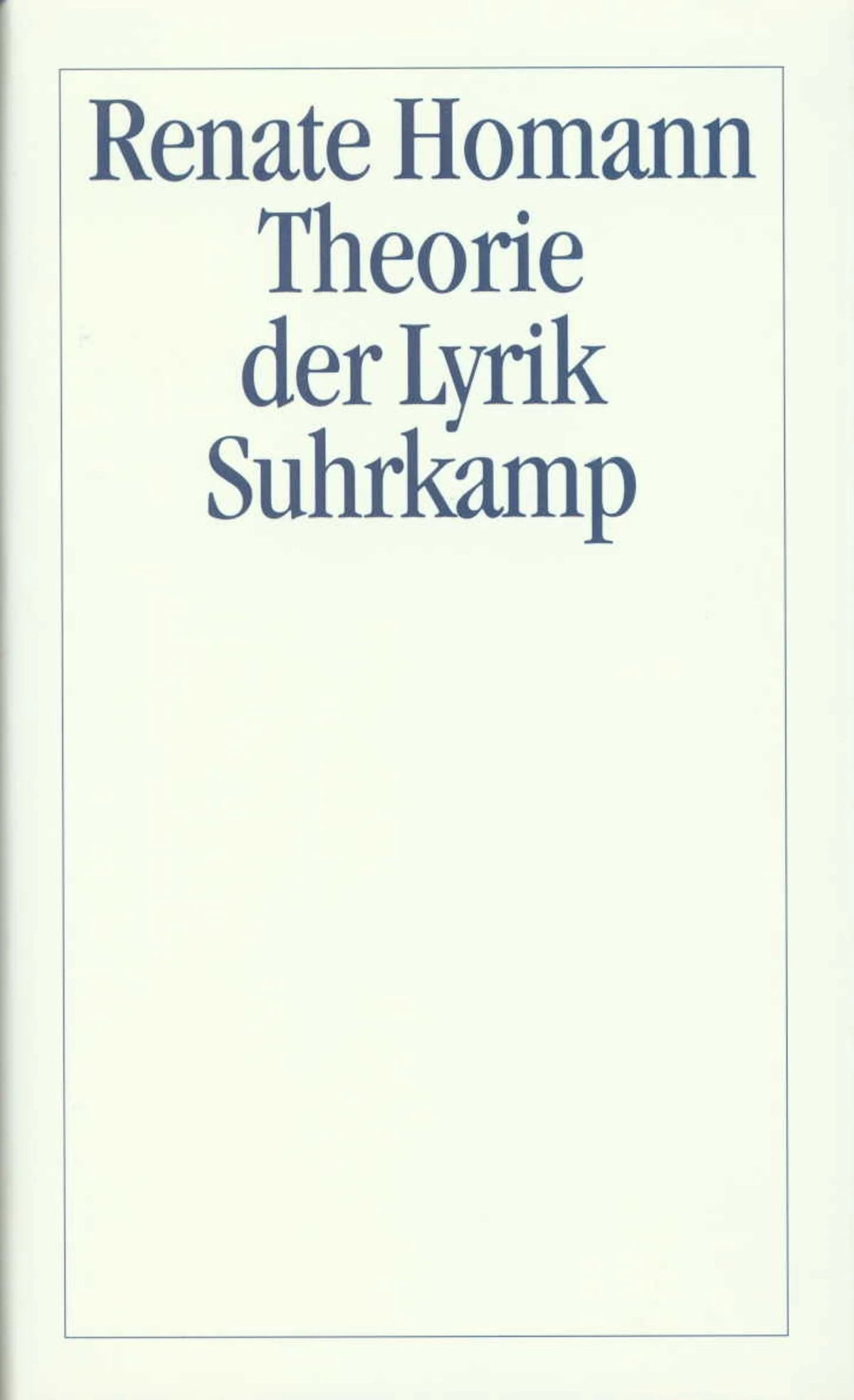 Buchcover von 'Theorie der Lyrik' - Gebundene Ausgabe von Renate Homann