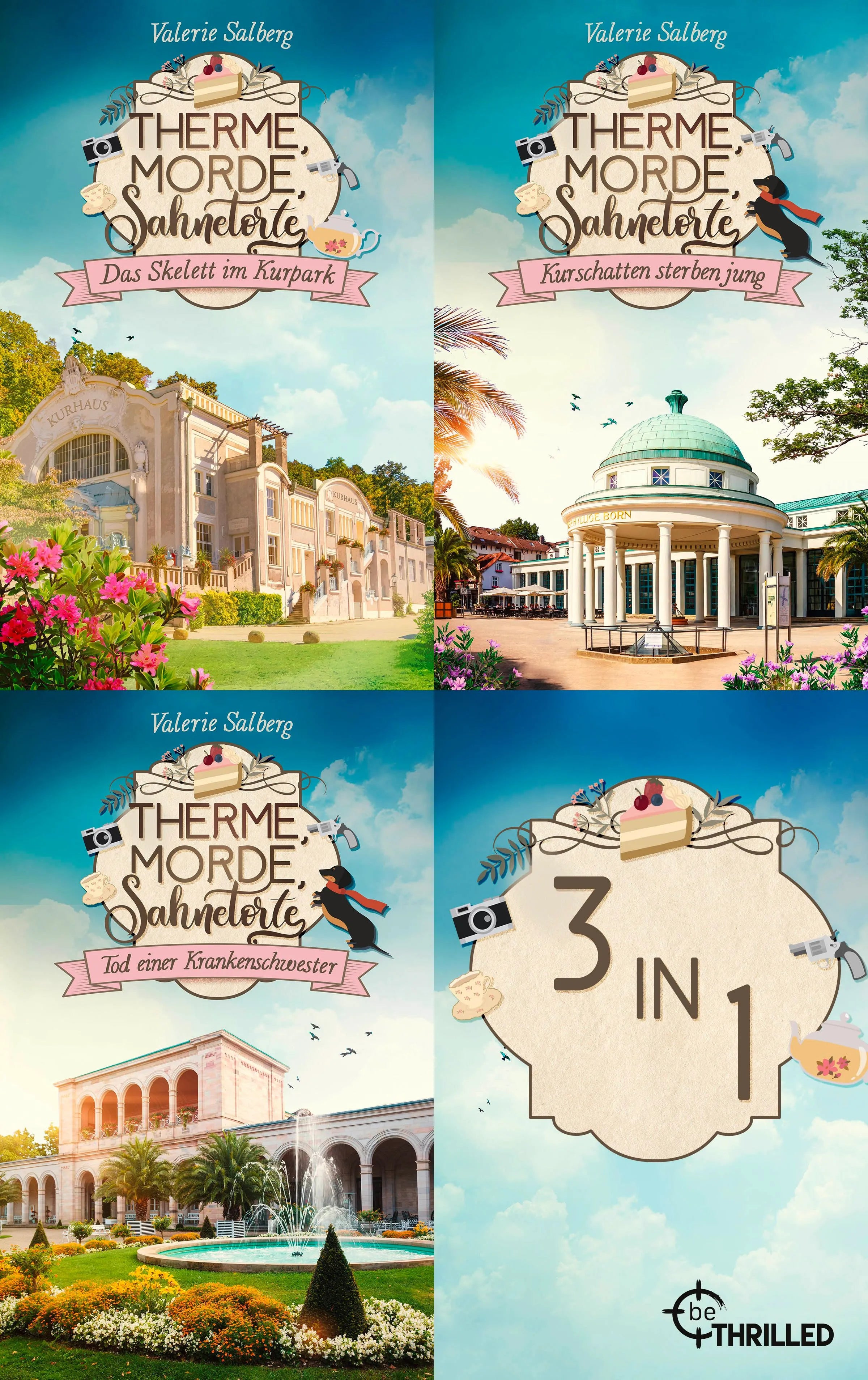 Cover: Therme, Morde, Sahnetorte | 3 Cosy Krimis, die dir ein Lächeln ins Gesicht zaubern (E-Book) von Valerie Salberg