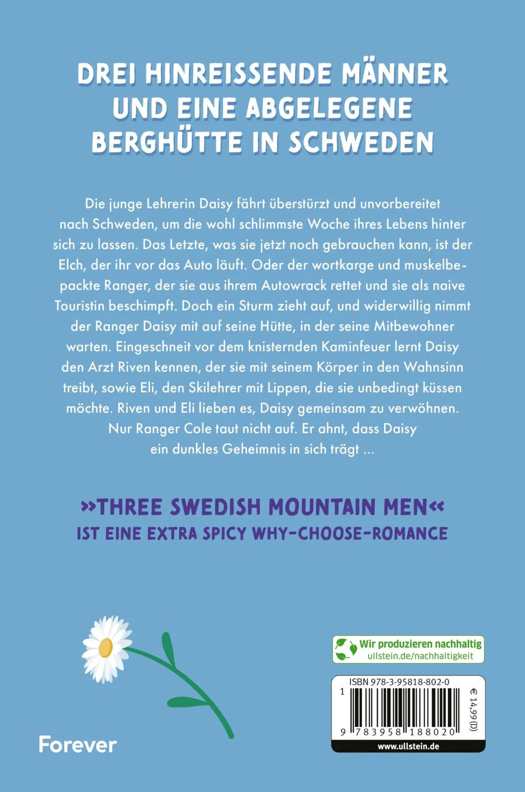 Buchrückseite von 'Three Swedish Mountain Men' mit Klappentext - Paperback