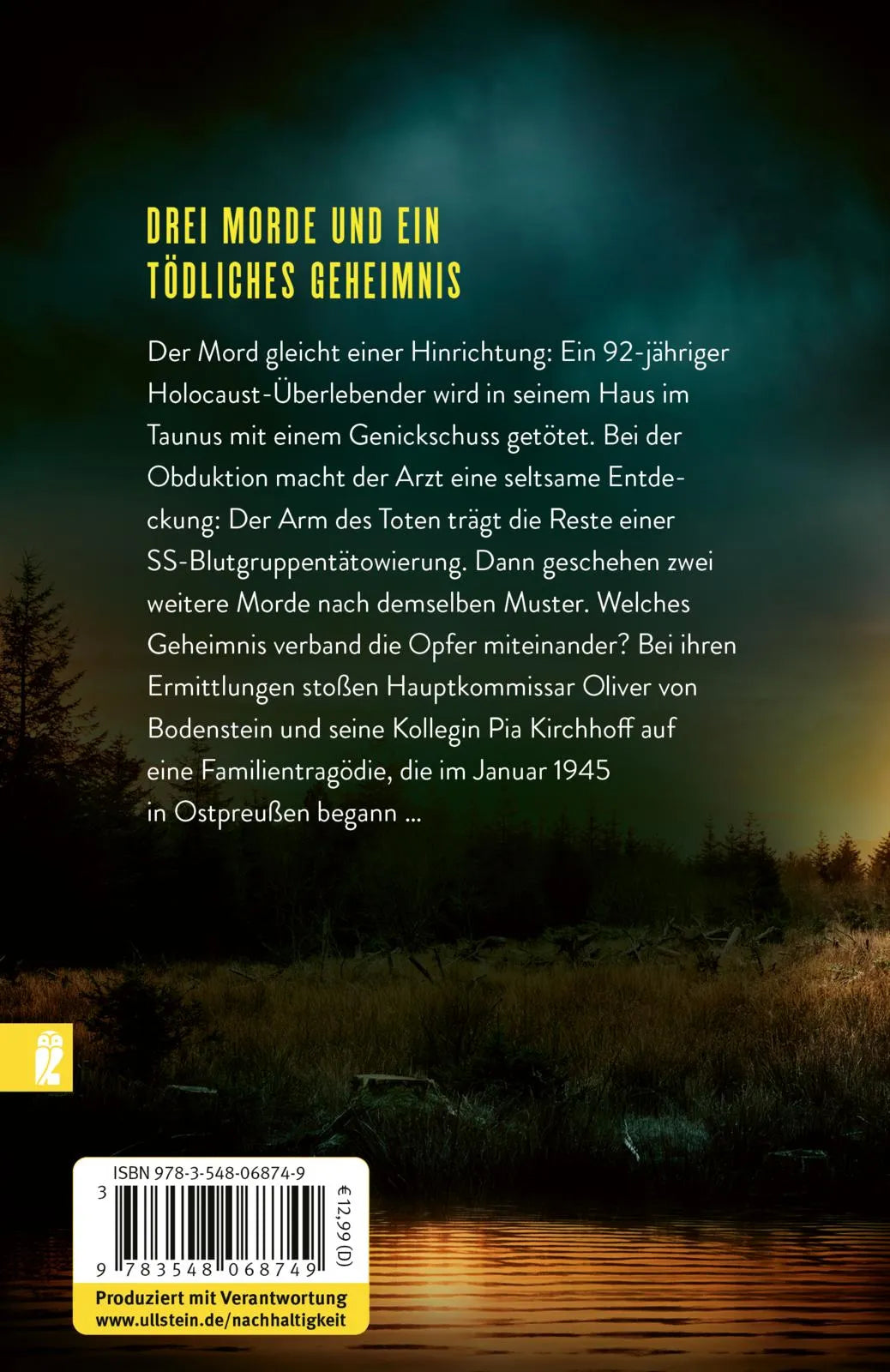 Buchrückseite von 'Tiefe Wunden' mit Klappentext - Taschenbuch