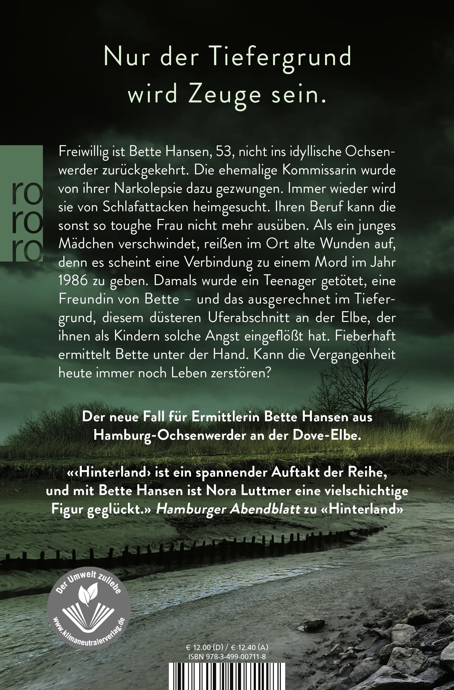 Buchrückseite von 'Tiefergrund' mit Klappentext - Taschenbuch