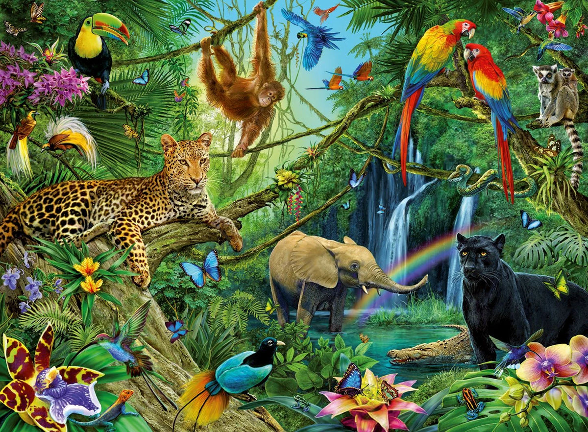 Kinderpuzzle 200 XXL Teile - Tiere im Dschungel – Ansicht