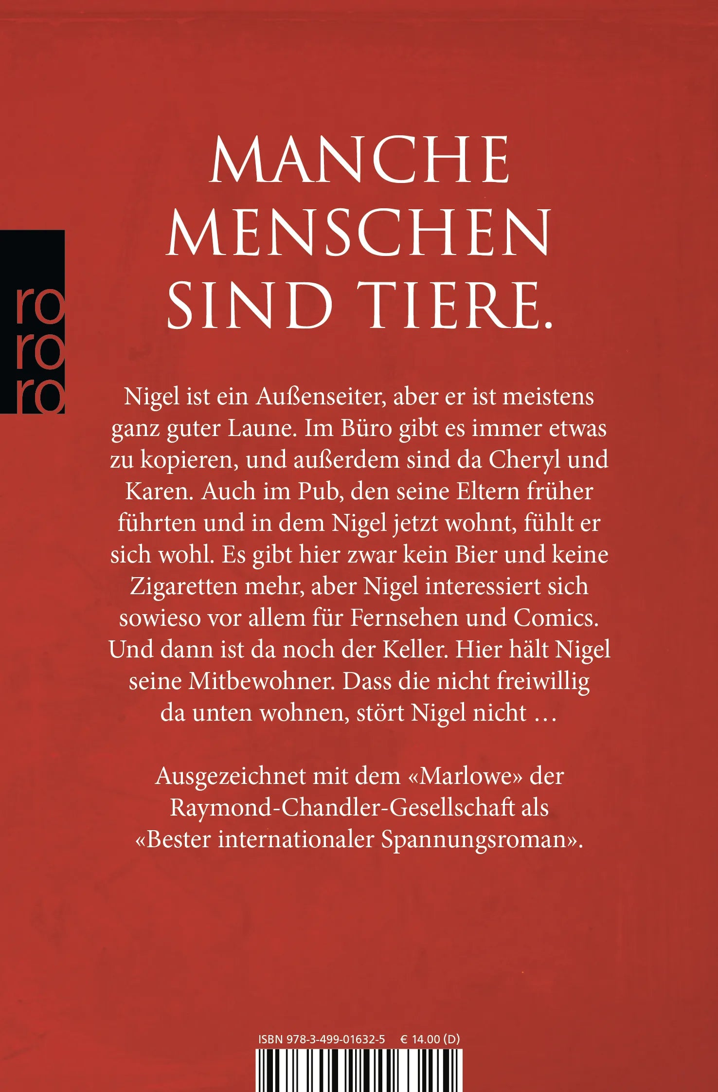 Buchrückseite von 'Tiere' mit Klappentext - Taschenbuch