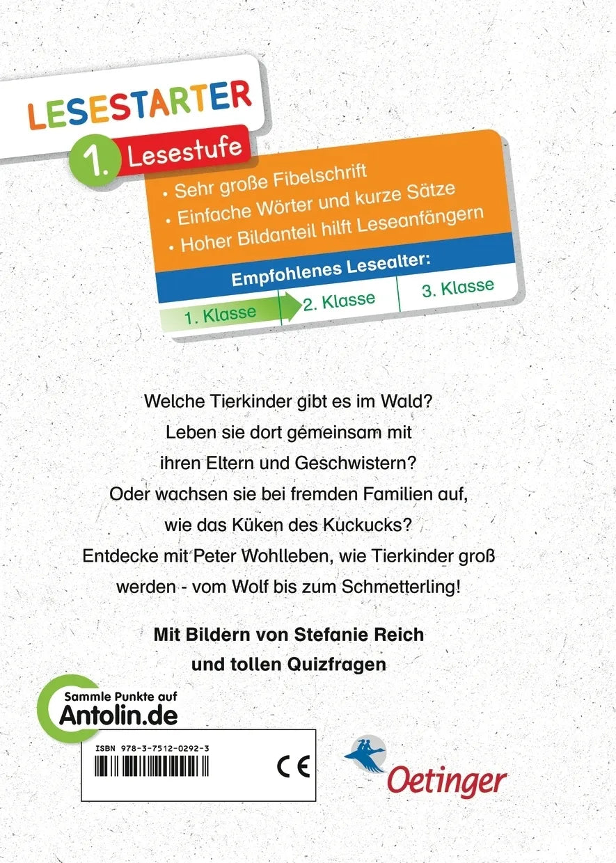 Buchrückseite von 'Tierkinder im Wald' mit Klappentext - Gebundene Ausgabe
