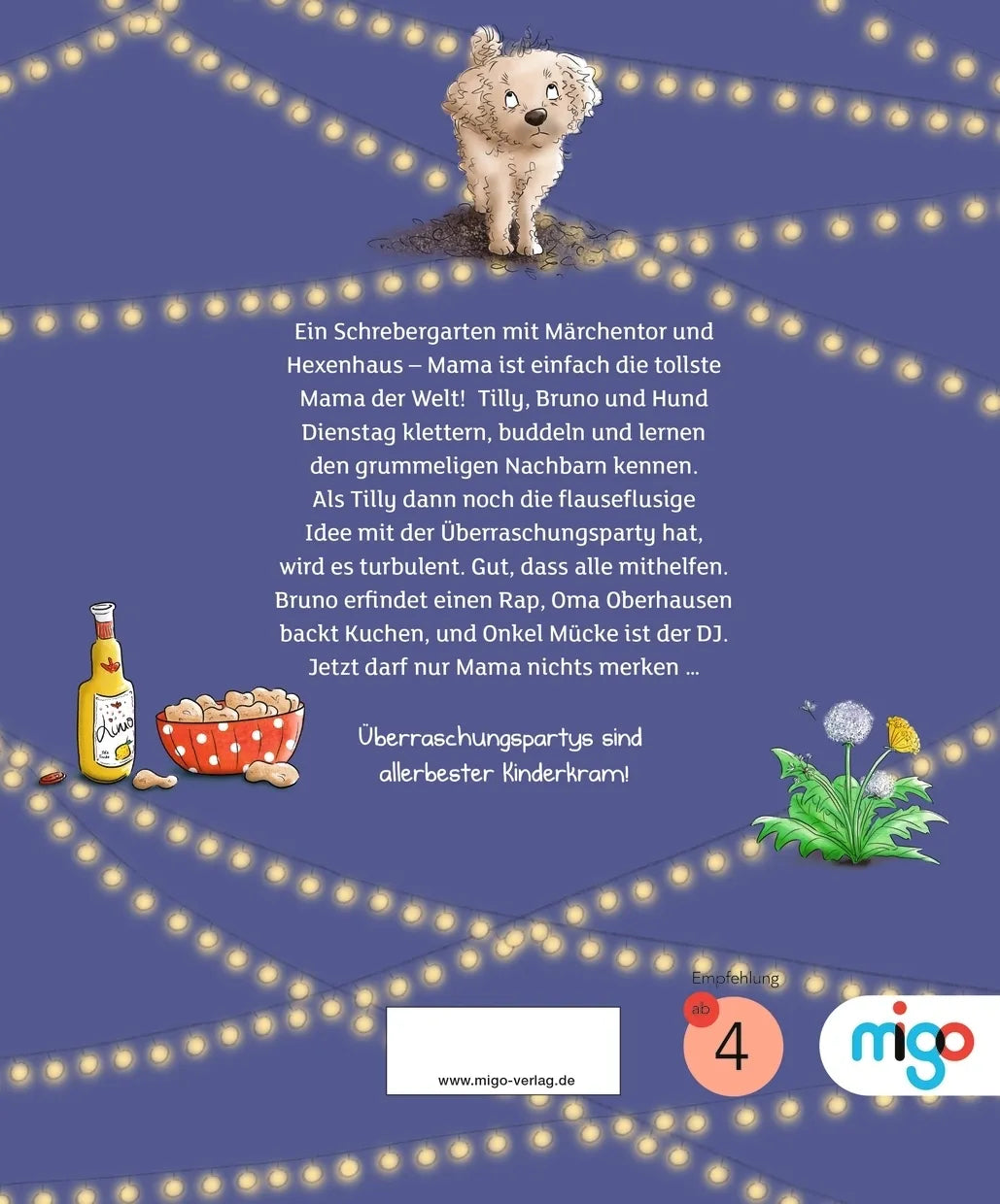 Buchrückseite von 'Tillys Kinderkram. Tillys Gartenparty' mit Klappentext - Gebundene Ausgabe