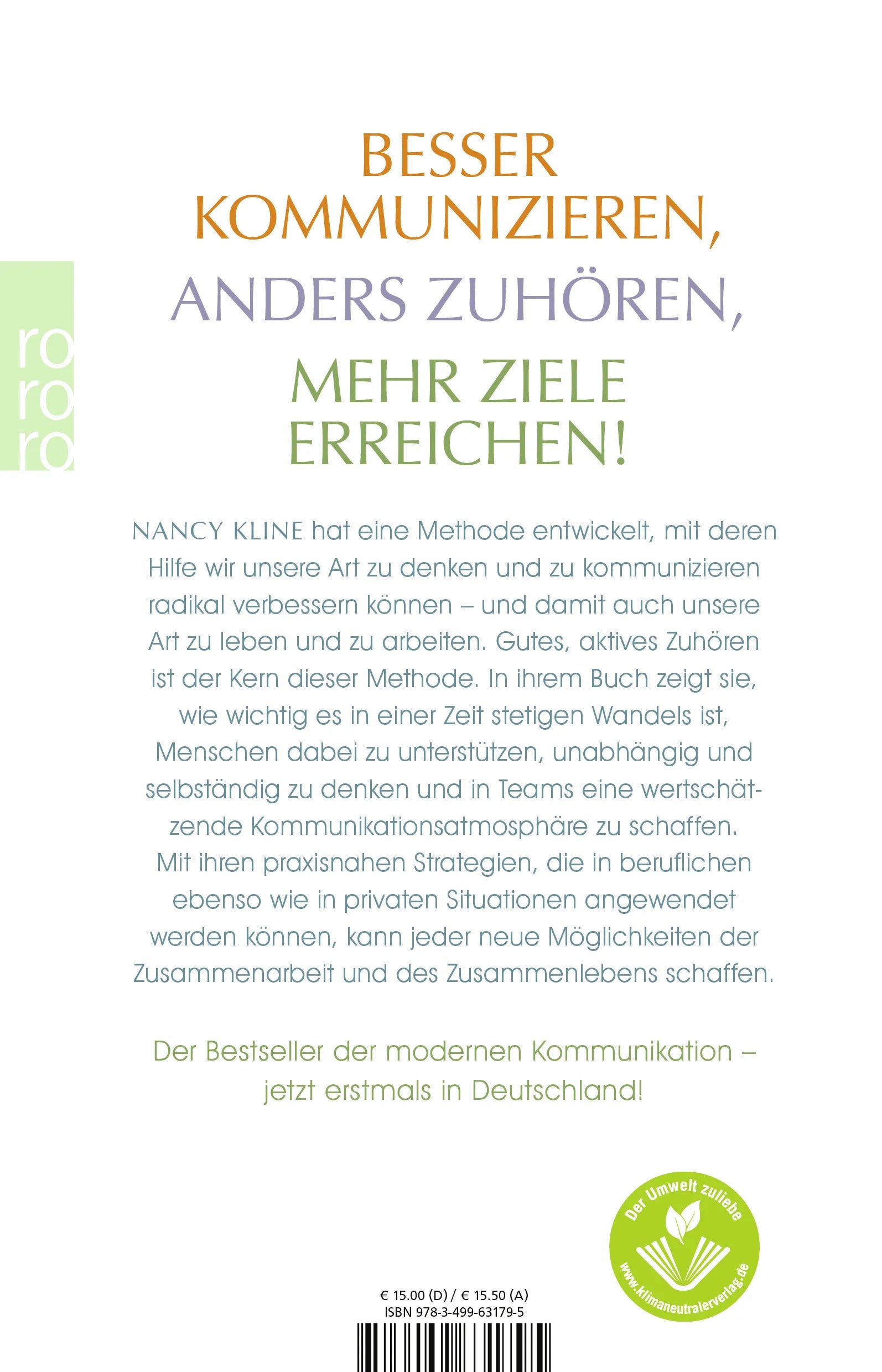 Buchrückseite von 'Time to think' mit Klappentext - Taschenbuch