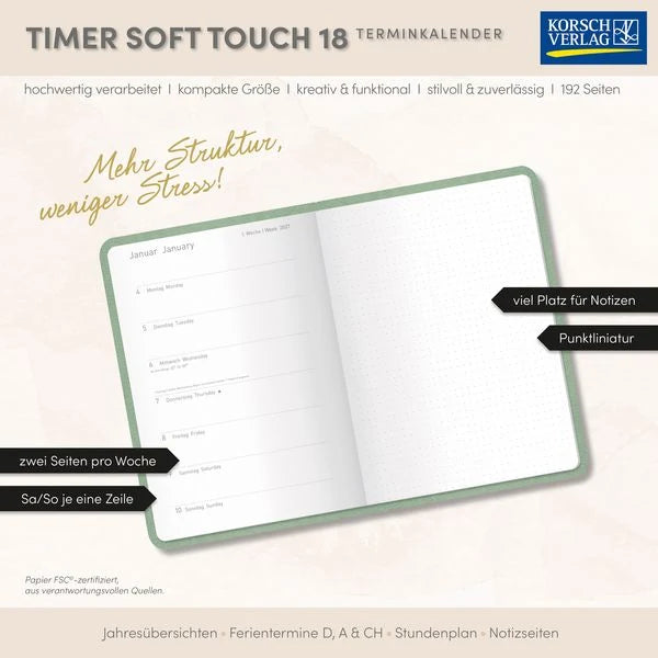 Timer Soft Touch 18 Monate jade 2027/2028 – Ansicht