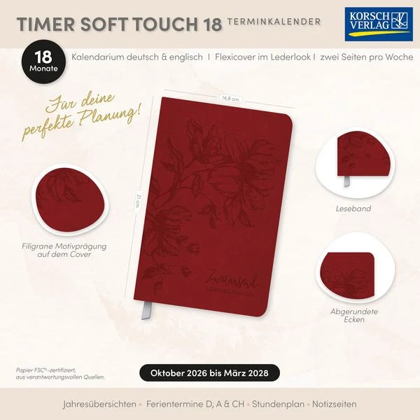 Timer Soft Touch 18 Monate Rubin 2027/2028 – Ansicht
