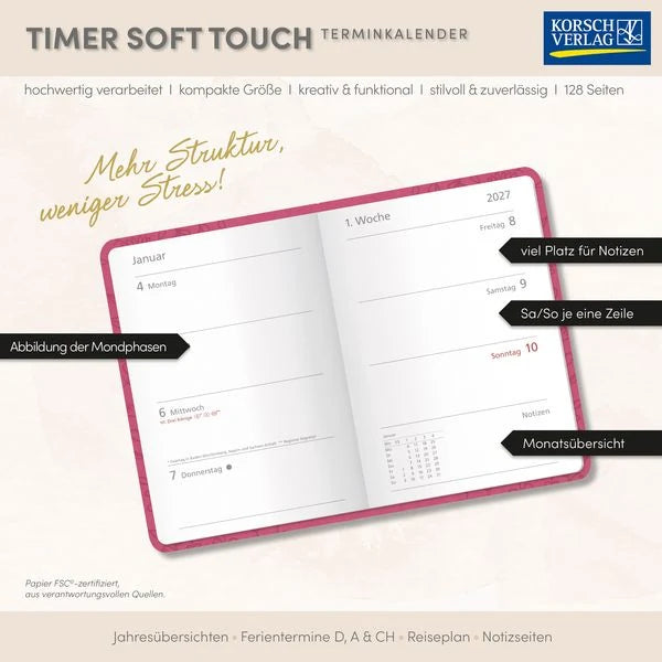 Timer Soft Touch pink 2027 – Ansicht