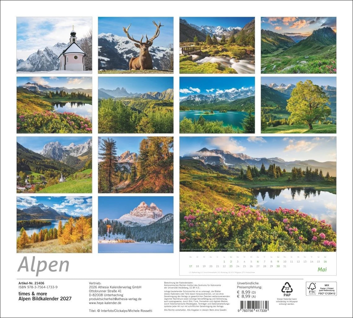 times&more Alpen Bildkalender 2027 – Ansicht