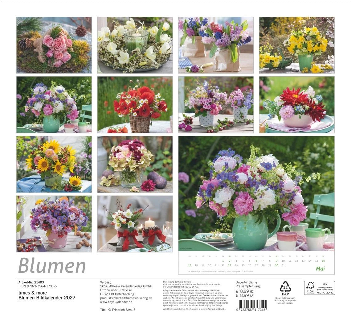 times&more Blumen Bildkalender 2027 – Ansicht