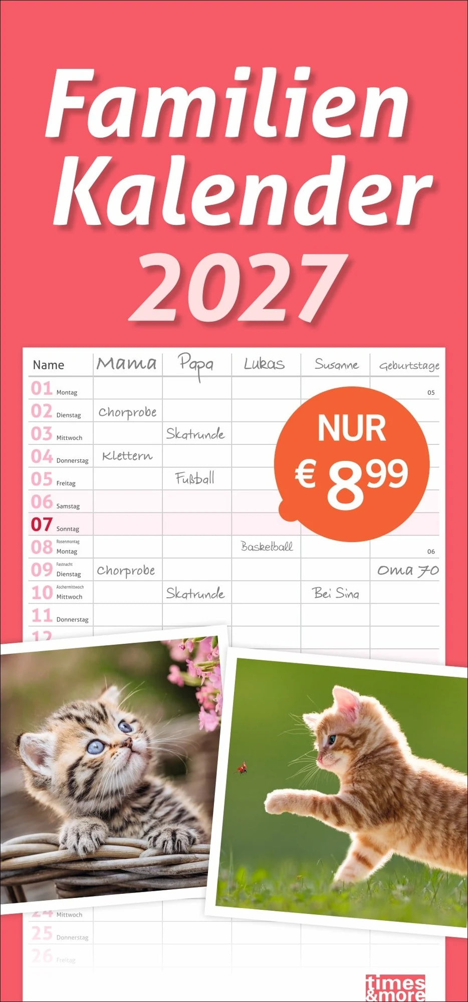 Familienplaner: times&more Katzen Familienplaner 2027