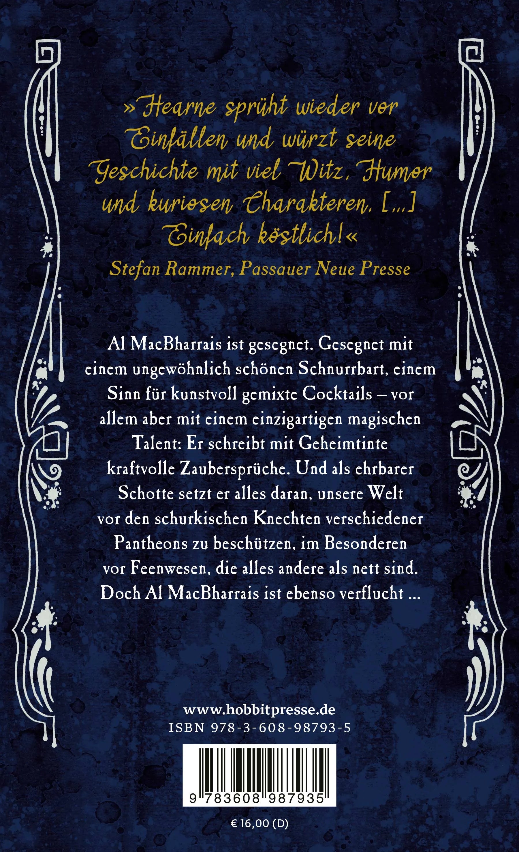 Buchrückseite von 'Tinte & Siegel' mit Klappentext - Taschenbuch