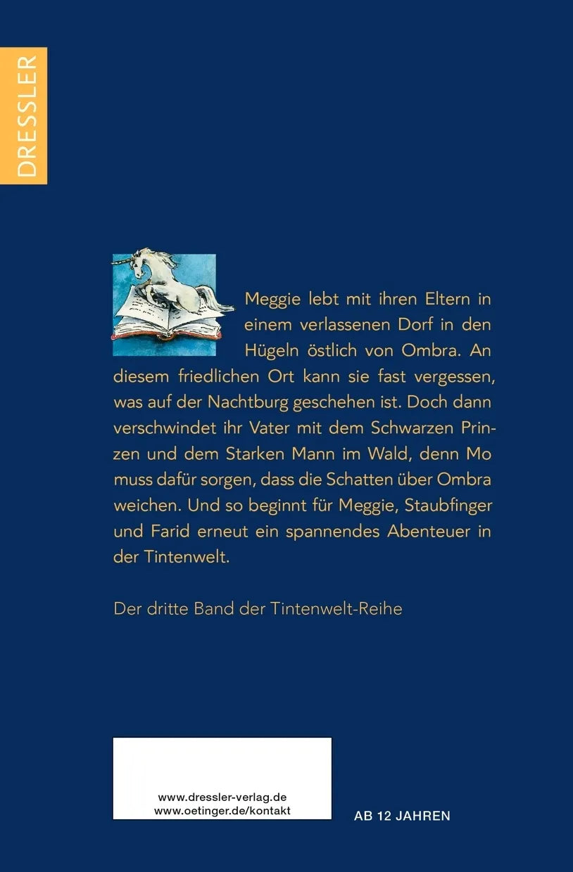Buchrückseite von 'Tintenwelt 3. Tintentod' mit Klappentext - Taschenbuch