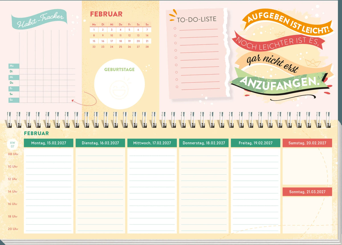 Tischkalender 2027 quer: Nutze den Tag! Es sei denn, er ist blöd, dann nutze den nächsten – Ansicht
