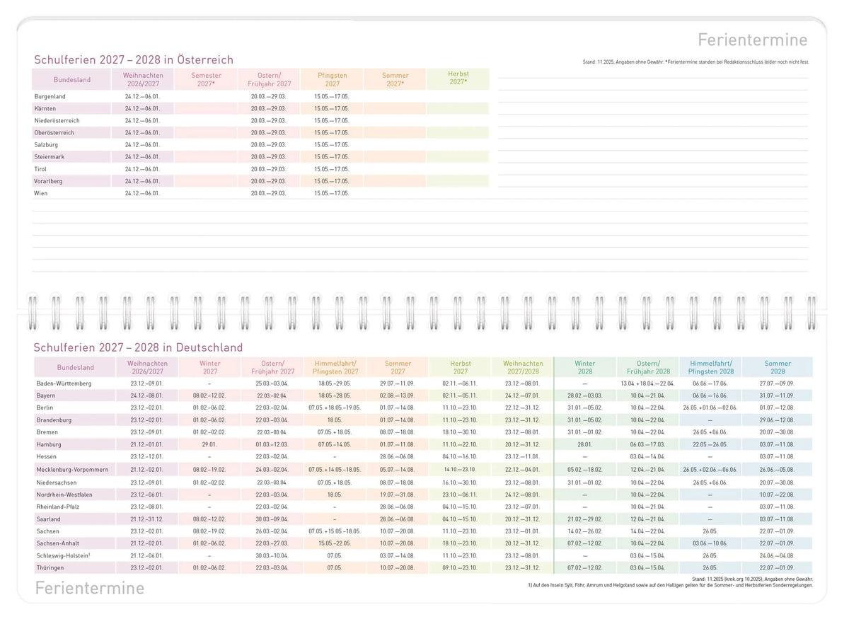 Tischkalender Schuljahr 26/27 – Ansicht