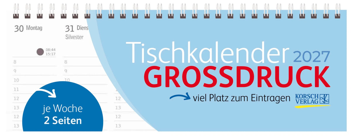 Tischkalender: Tischquerkalender Großdruck 2027