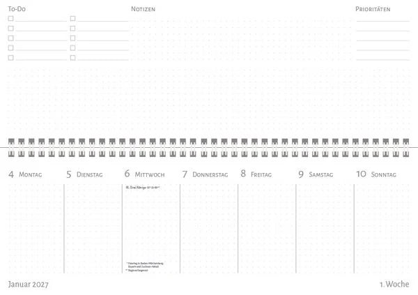 Tischquerkalender Purpur-Blüten 2027 – Ansicht