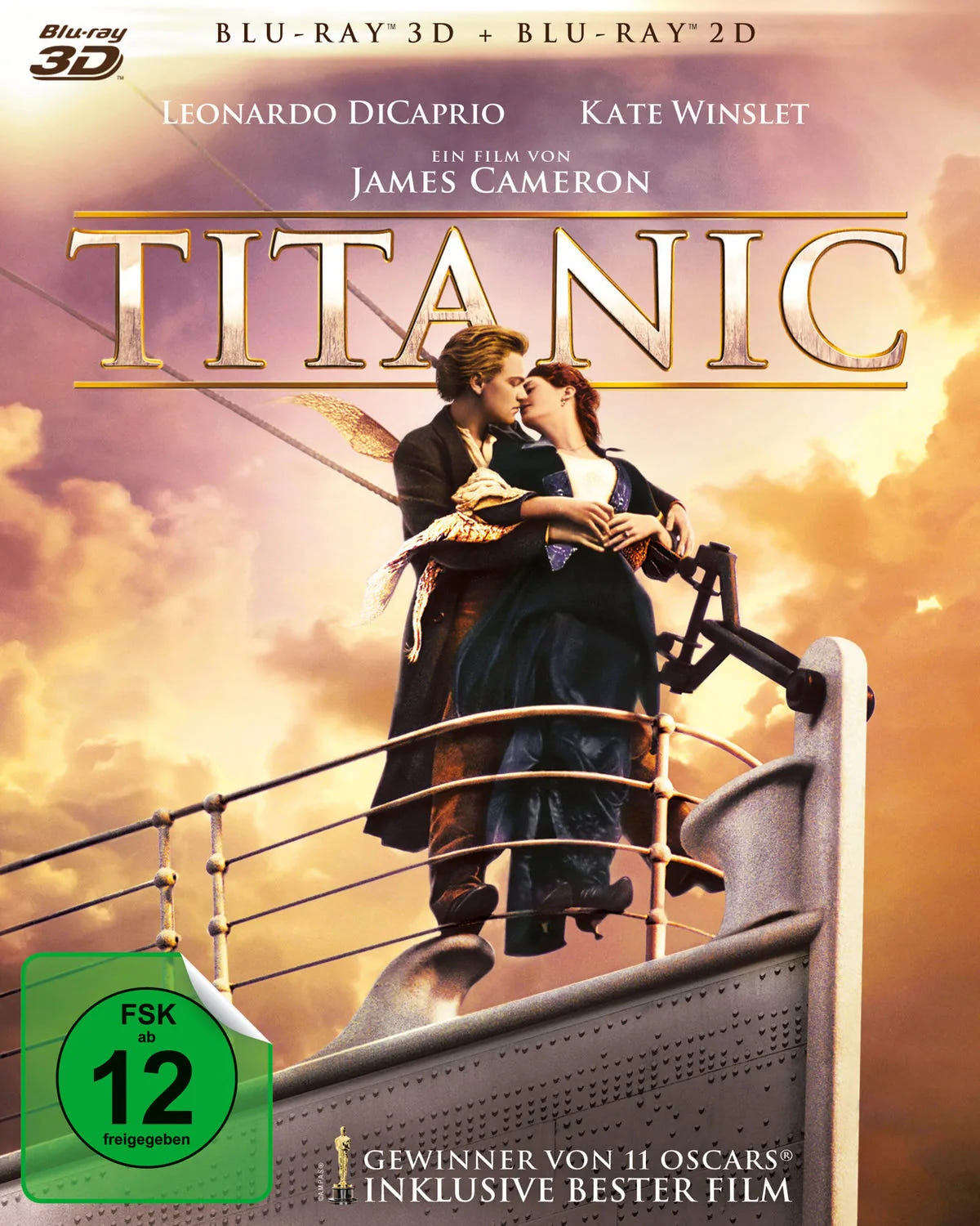 Blu-ray 3D-Cover: Titanic [2 BR3Ds] (+ BR) (+ 1 Bonus-Blu-ray). Regie: James Cameron
