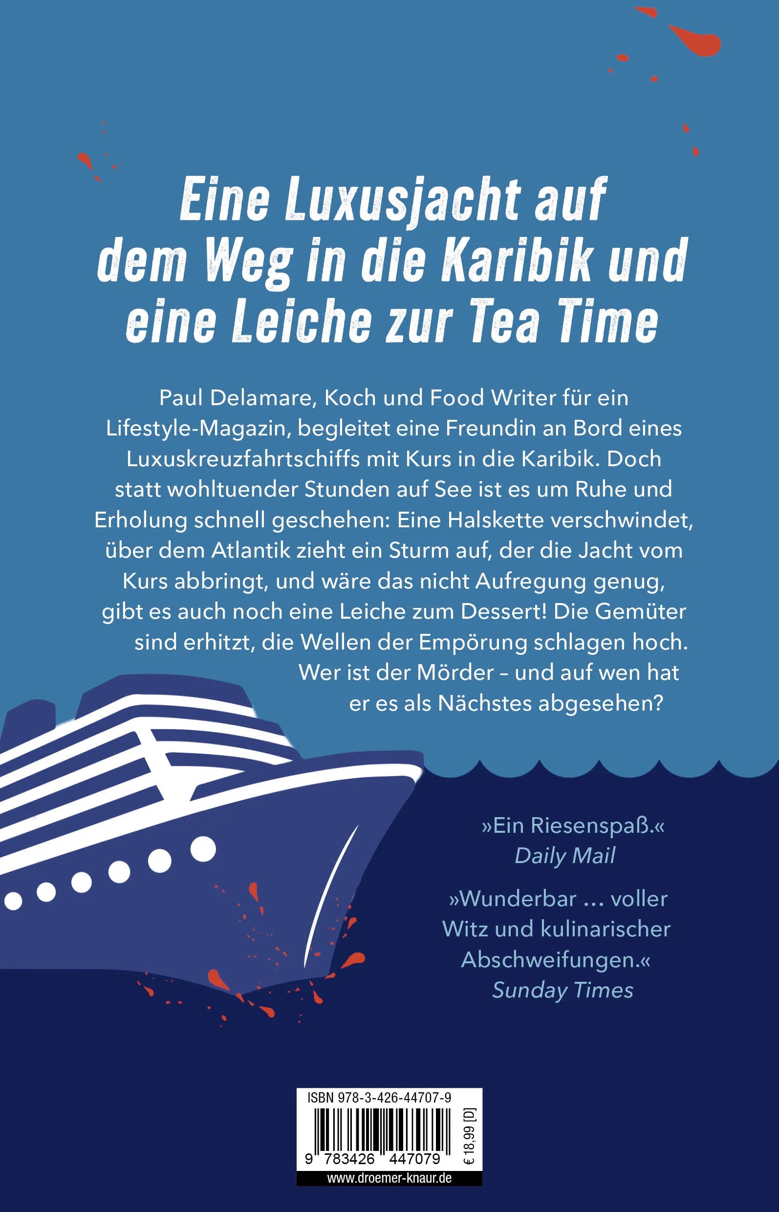 Buchrückseite von 'Tod unter Deck' mit Klappentext - Paperback