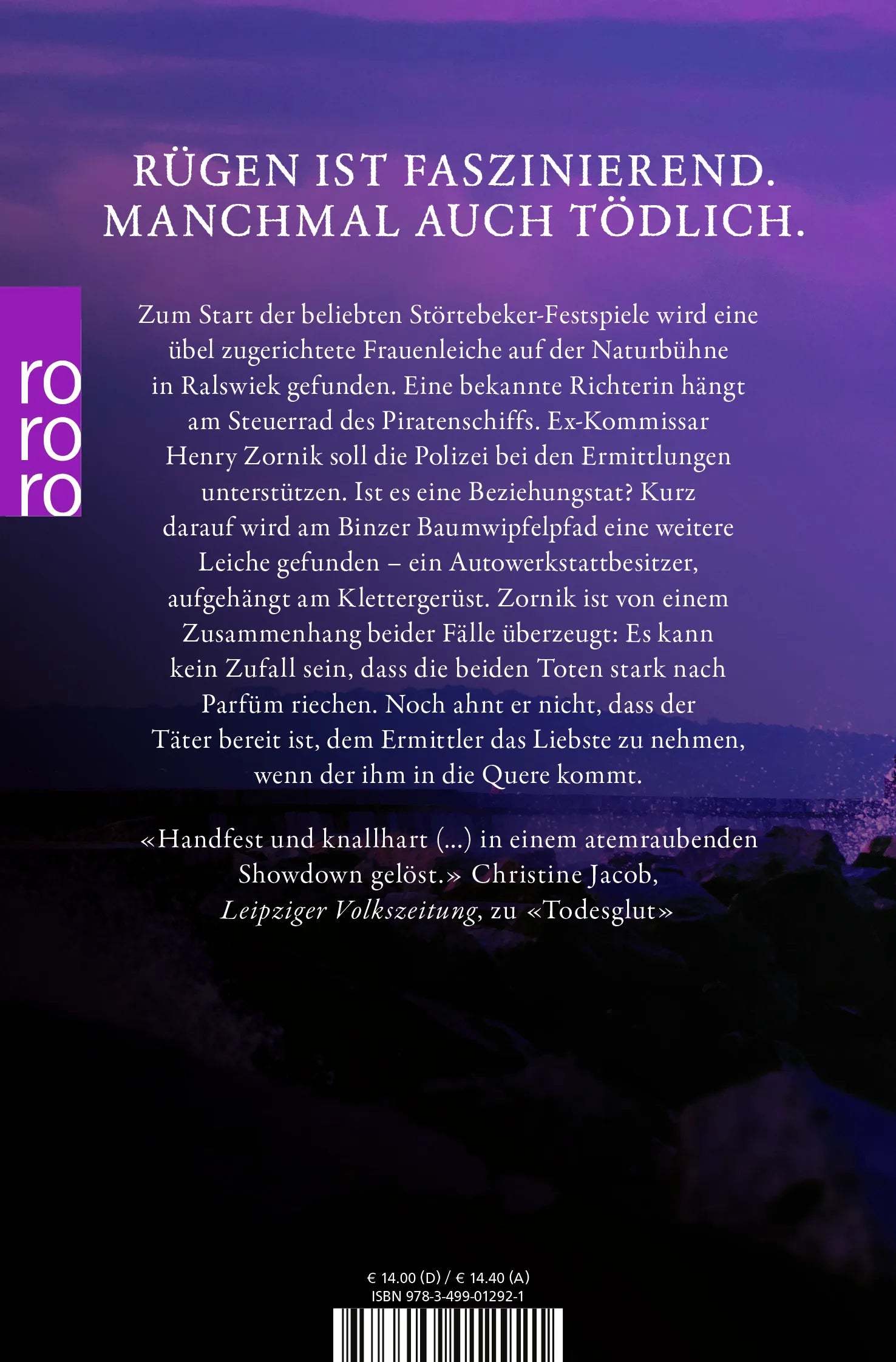 Buchrückseite von 'Todesfessel' mit Klappentext - Taschenbuch