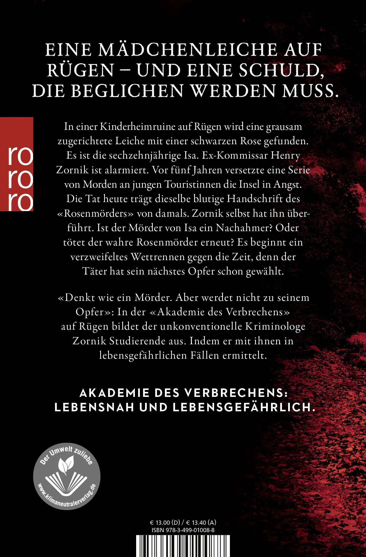 Buchrückseite von 'Todesklinge' mit Klappentext - Taschenbuch