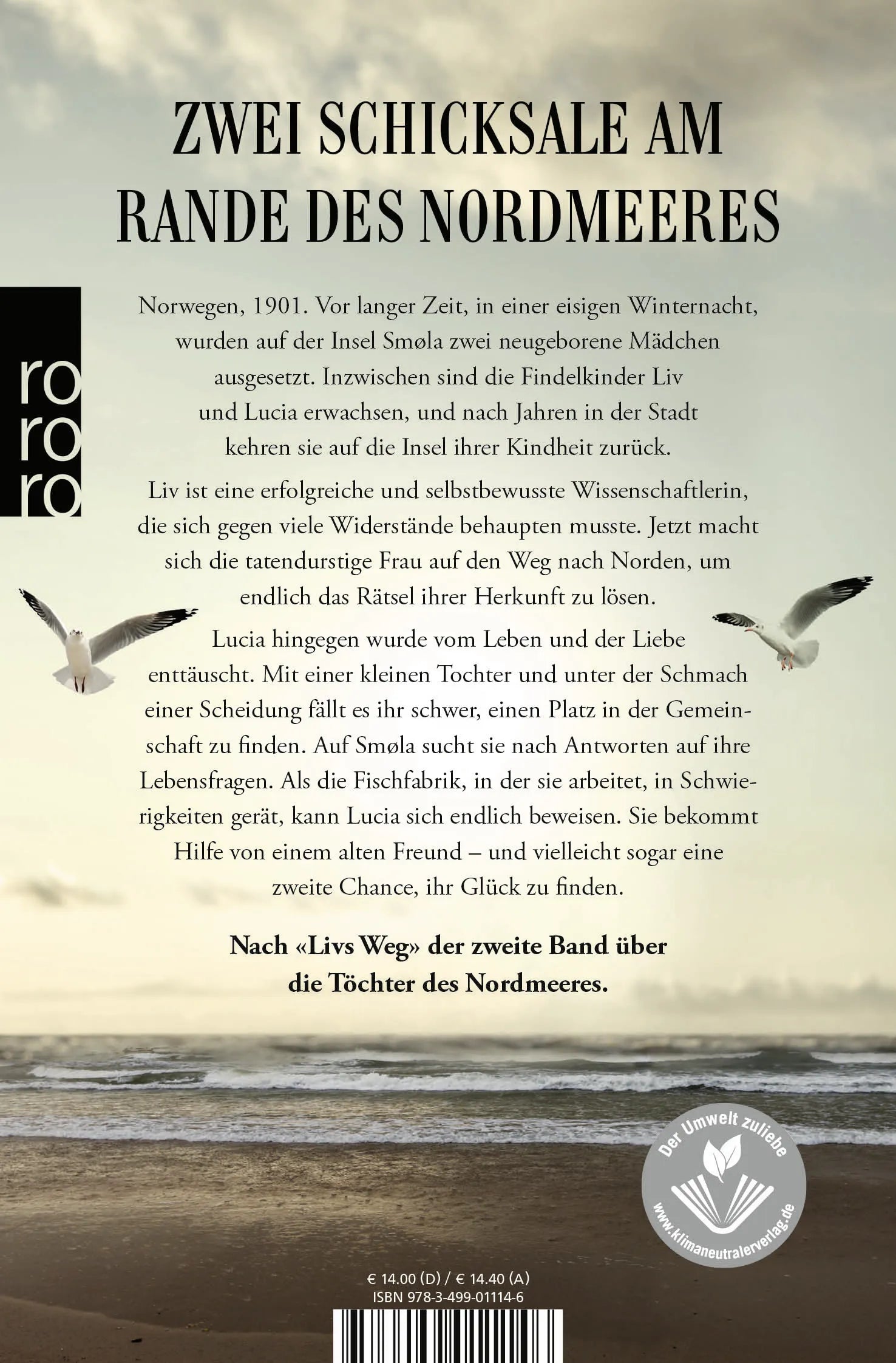 Buchrückseite von 'Töchter des Nordmeeres – Lucias Entscheidung' mit Klappentext - Taschenbuch