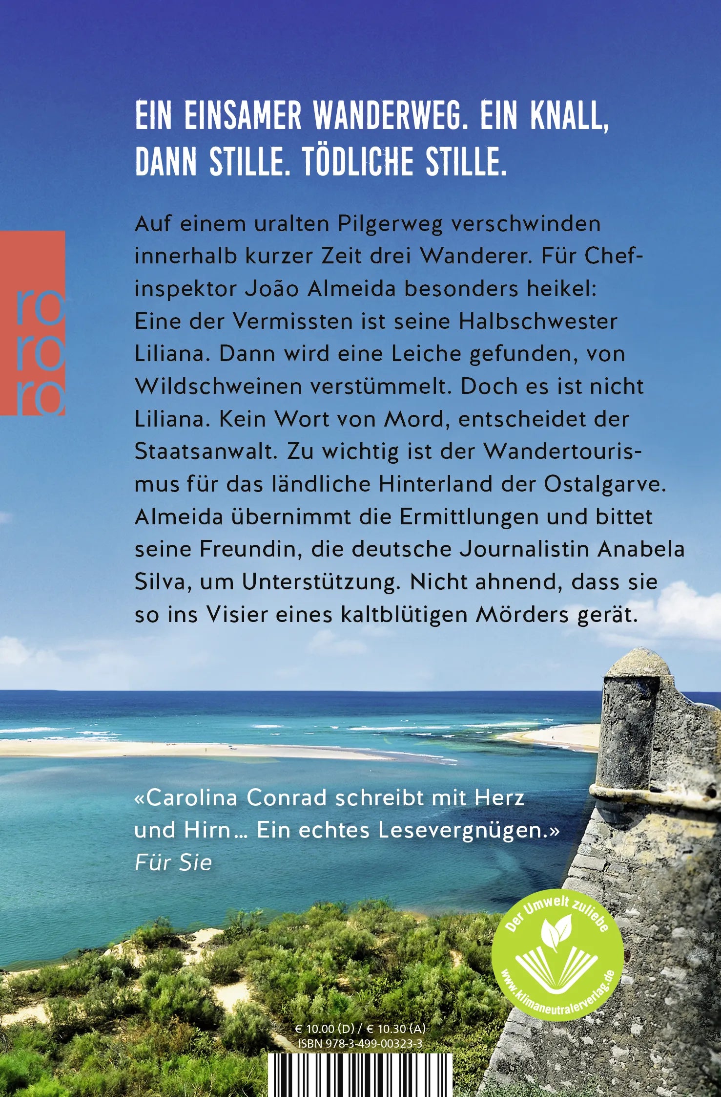 Buchrückseite von 'Tödliche Algarve' mit Klappentext - Taschenbuch