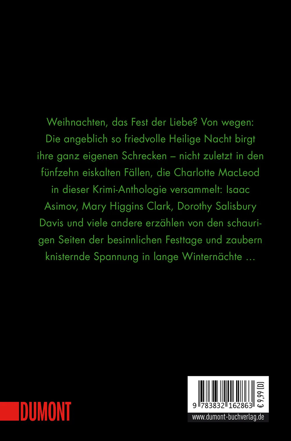 Buchrückseite von 'Tödliche Weihnachten' mit Klappentext - Taschenbuch