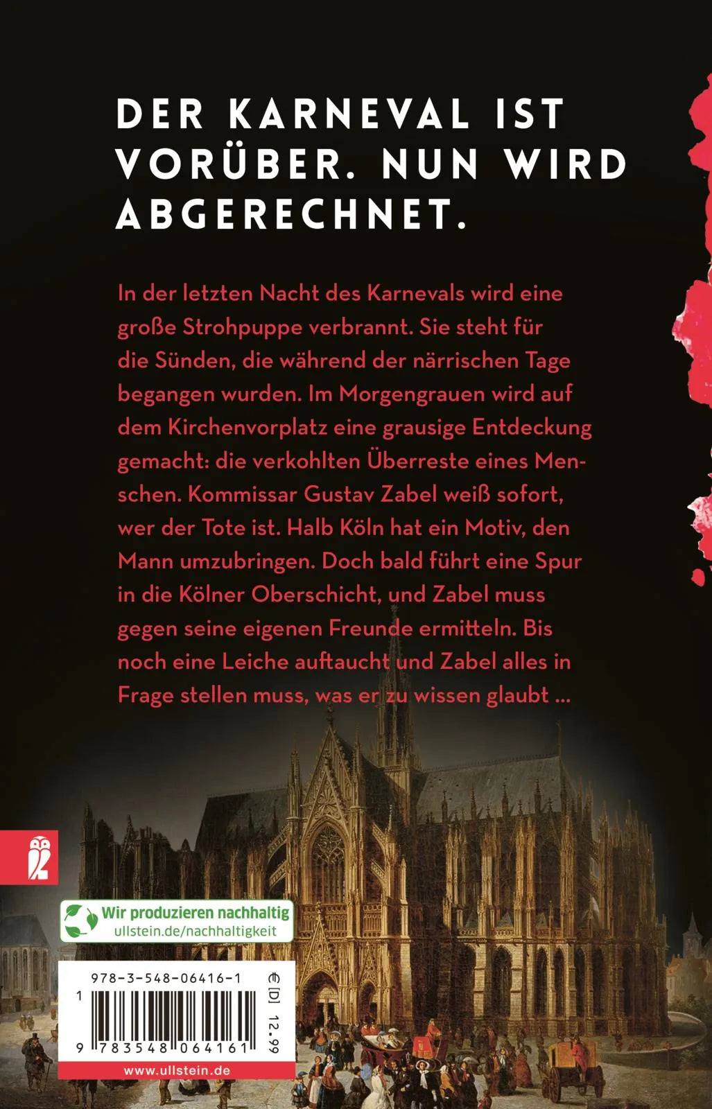Buchrückseite von 'Tödlicher Aschermittwoch' mit Klappentext - Taschenbuch