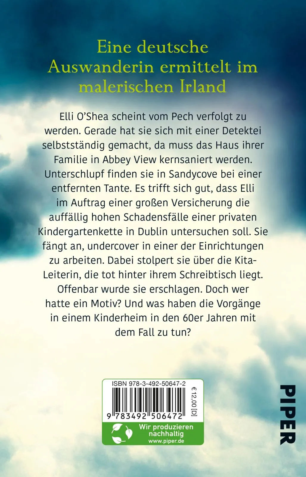 Buchrückseite von 'Tödliches Dublin' mit Klappentext - Taschenbuch