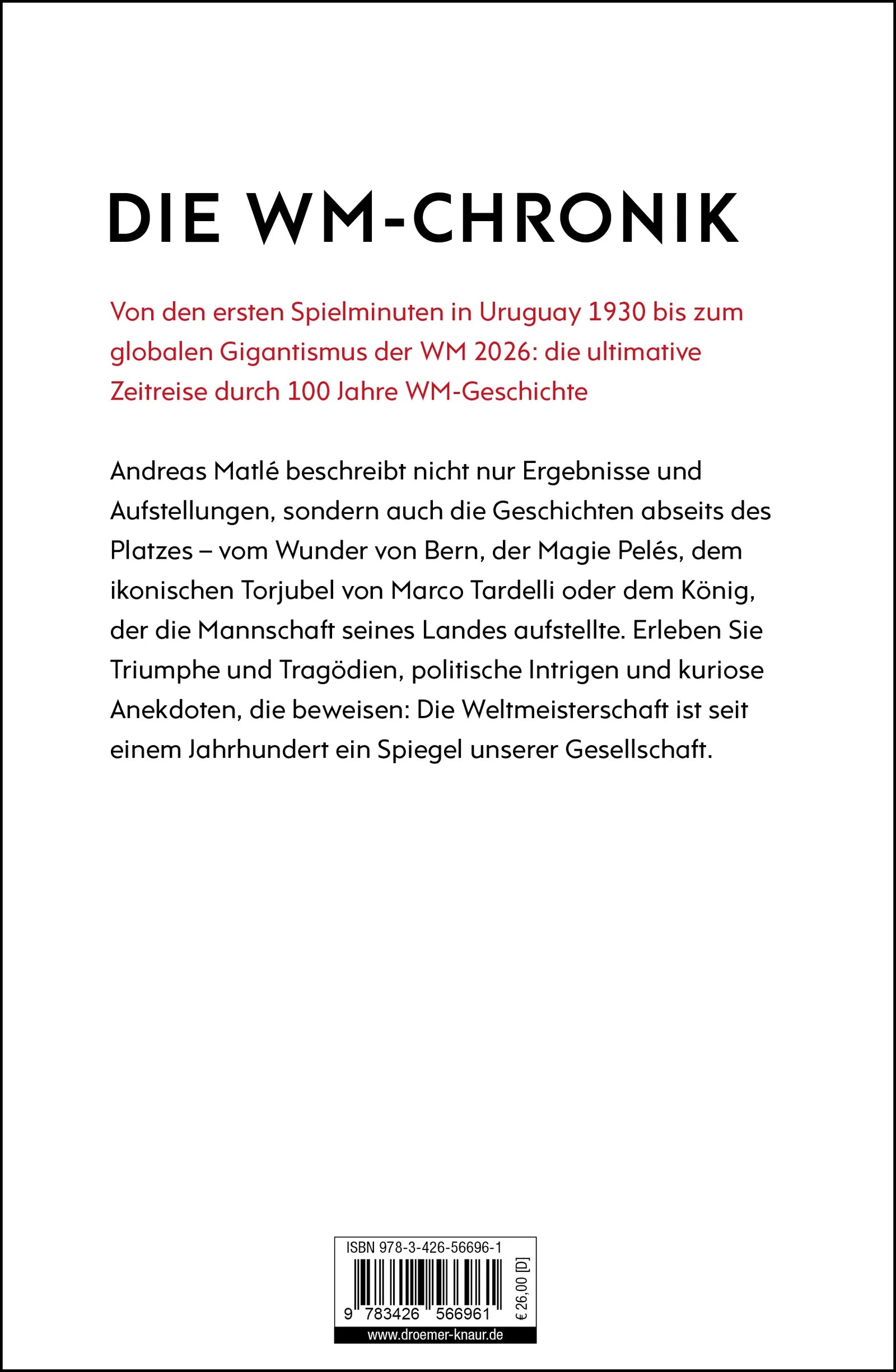 Buchrückseite von 'Tore, Tränen und Triumphe' mit Klappentext - Gebundene Ausgabe