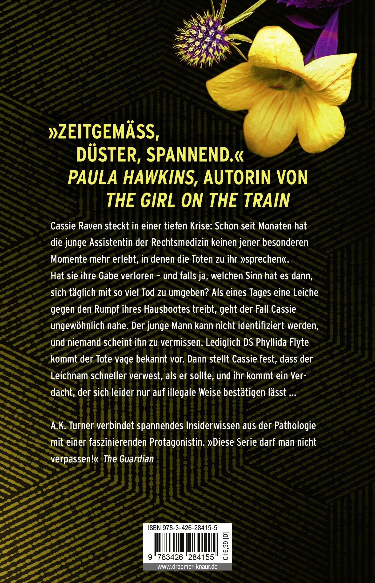 Buchrückseite von 'Tote klagen an' mit Klappentext - Paperback