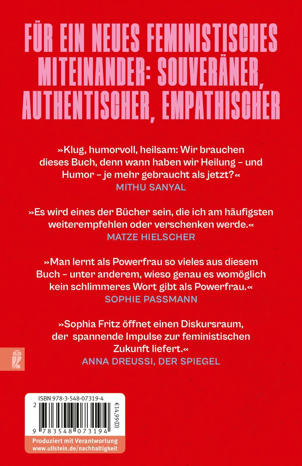 Buchrückseite von 'Toxische Weiblichkeit' mit Klappentext - Taschenbuch