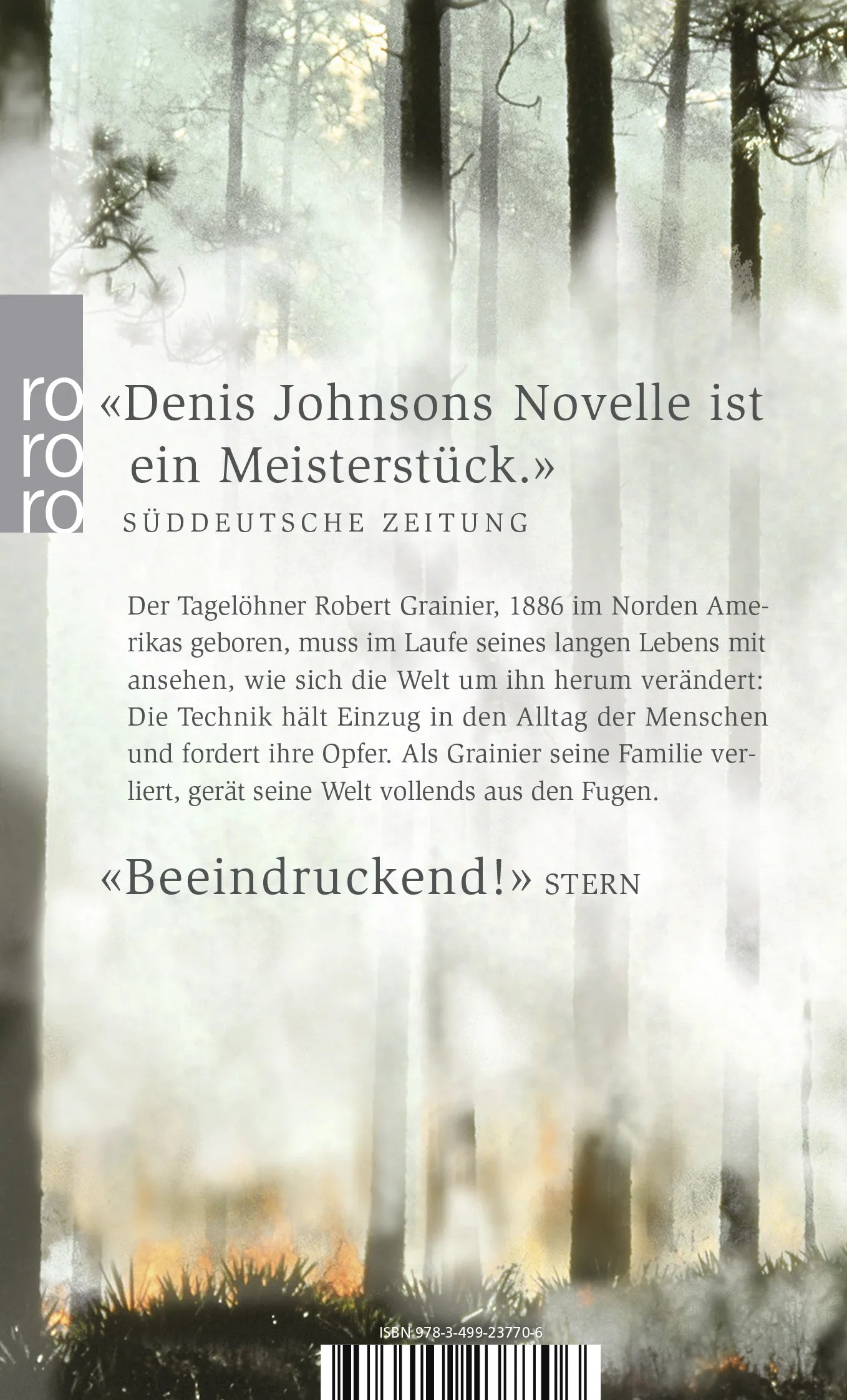 Buchrückseite von 'Train Dreams' mit Klappentext - Taschenbuch
