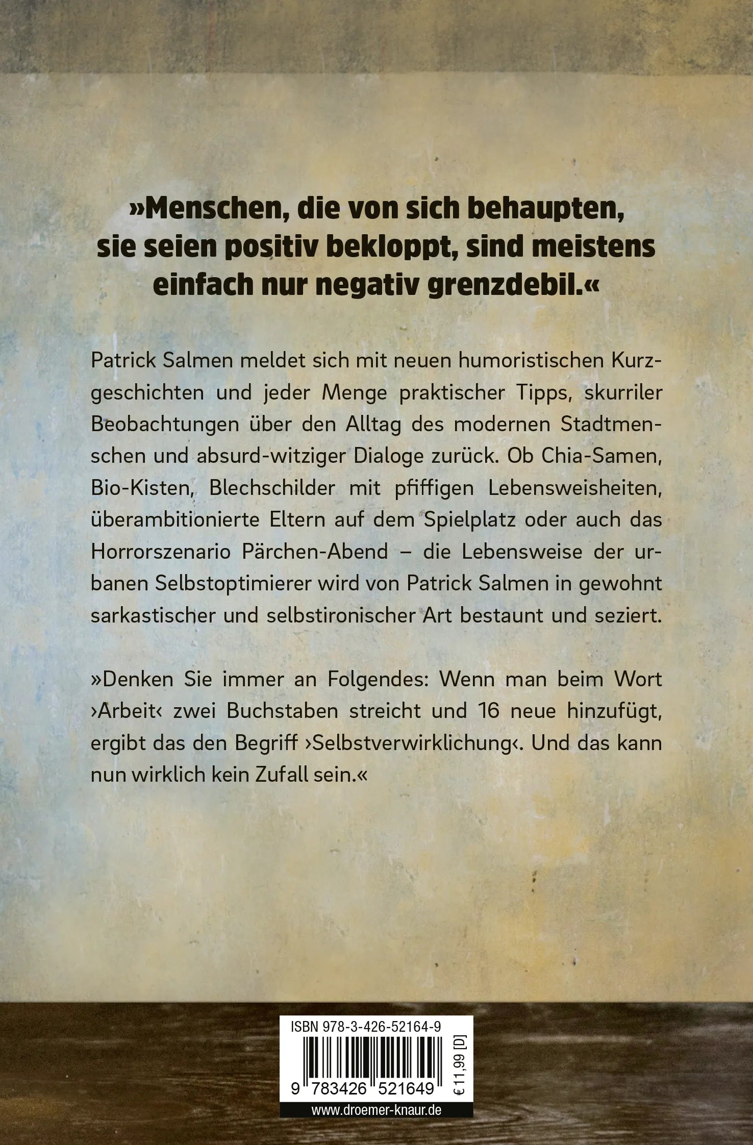 Buchrückseite von 'Treffen sich zwei Träume. Beide platzen.' mit Klappentext - Taschenbuch