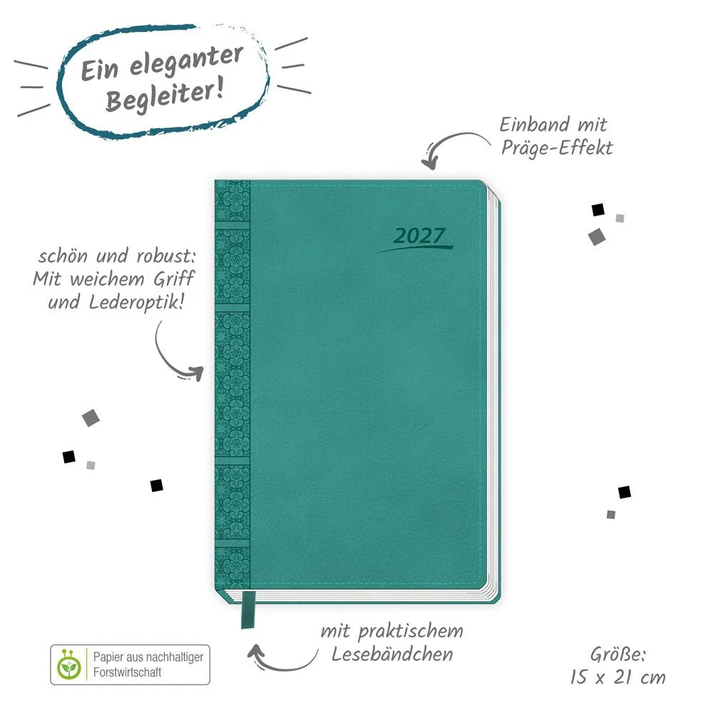 TRÖTSCH - Buchkalender A5 Aqua 2027 – Ansicht