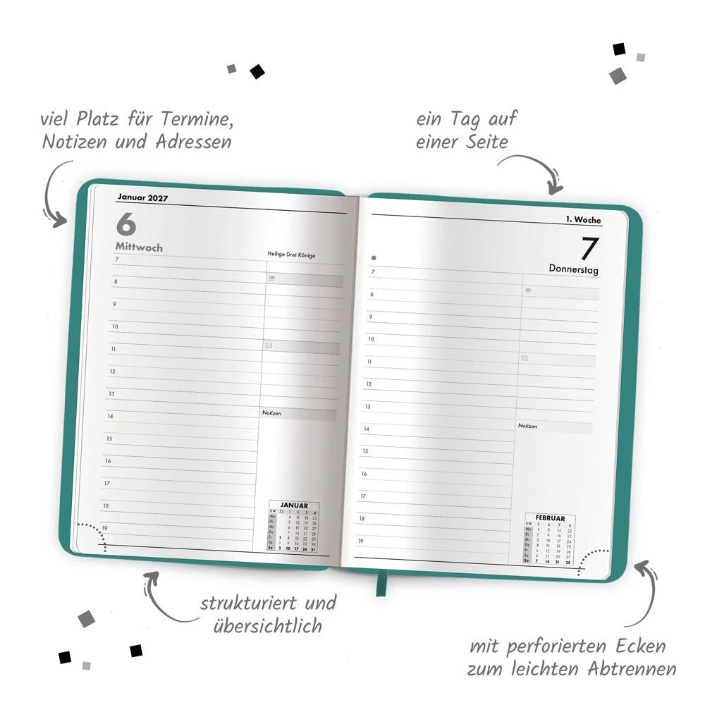 TRÖTSCH - Buchkalender A5 Aqua 2027 – Ansicht