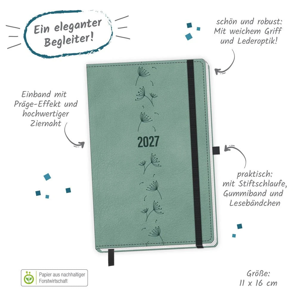 TRÖTSCH - Taschenkalender A6 Soft Touch Premium Aquamarin 2027 – Ansicht