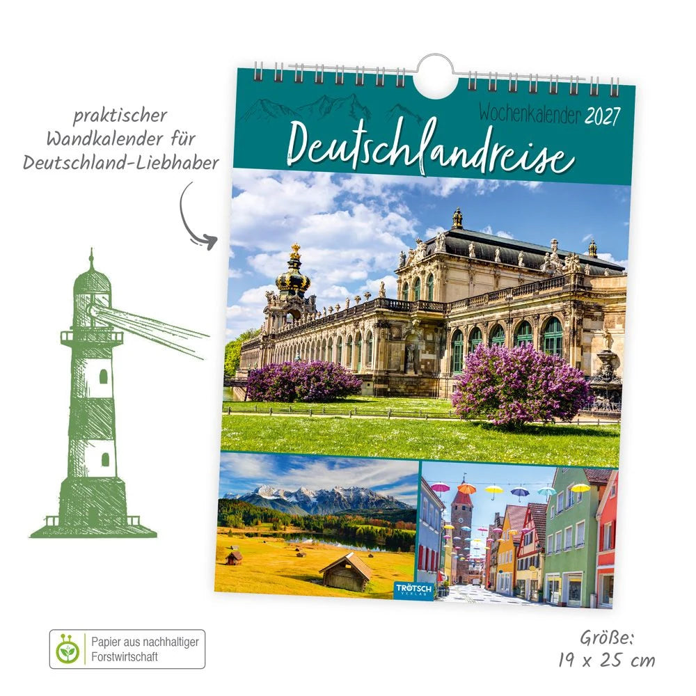 TRÖTSCH - Wochenkalender zum Hängen Deutschlandreise 2027 – Ansicht