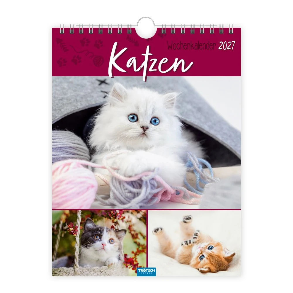 Taschenkalender: TRÖTSCH - Wochenkalender zum Hängen Katzen 2027