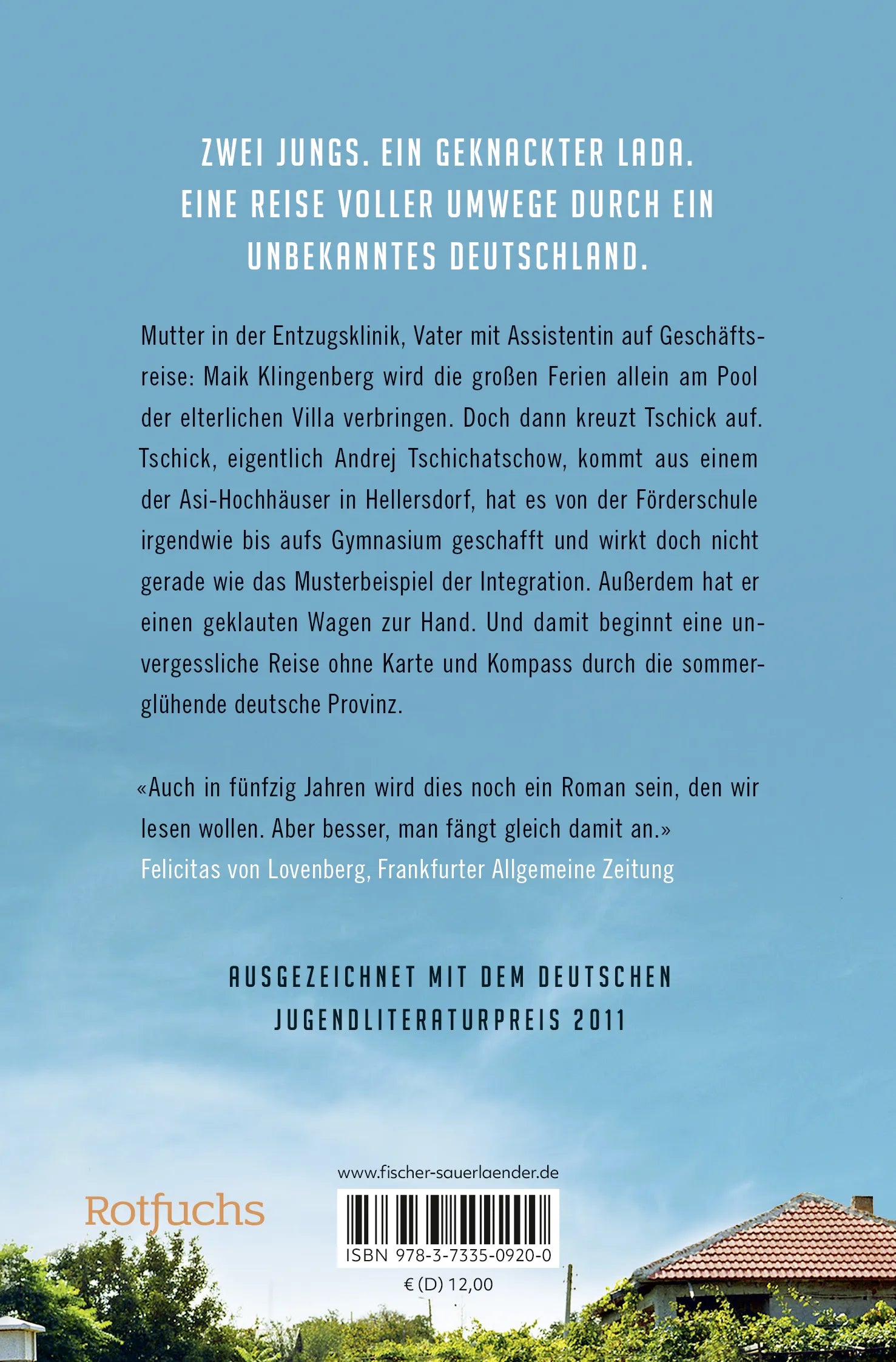 Buchrückseite von 'Tschick' mit Klappentext - Taschenbuch