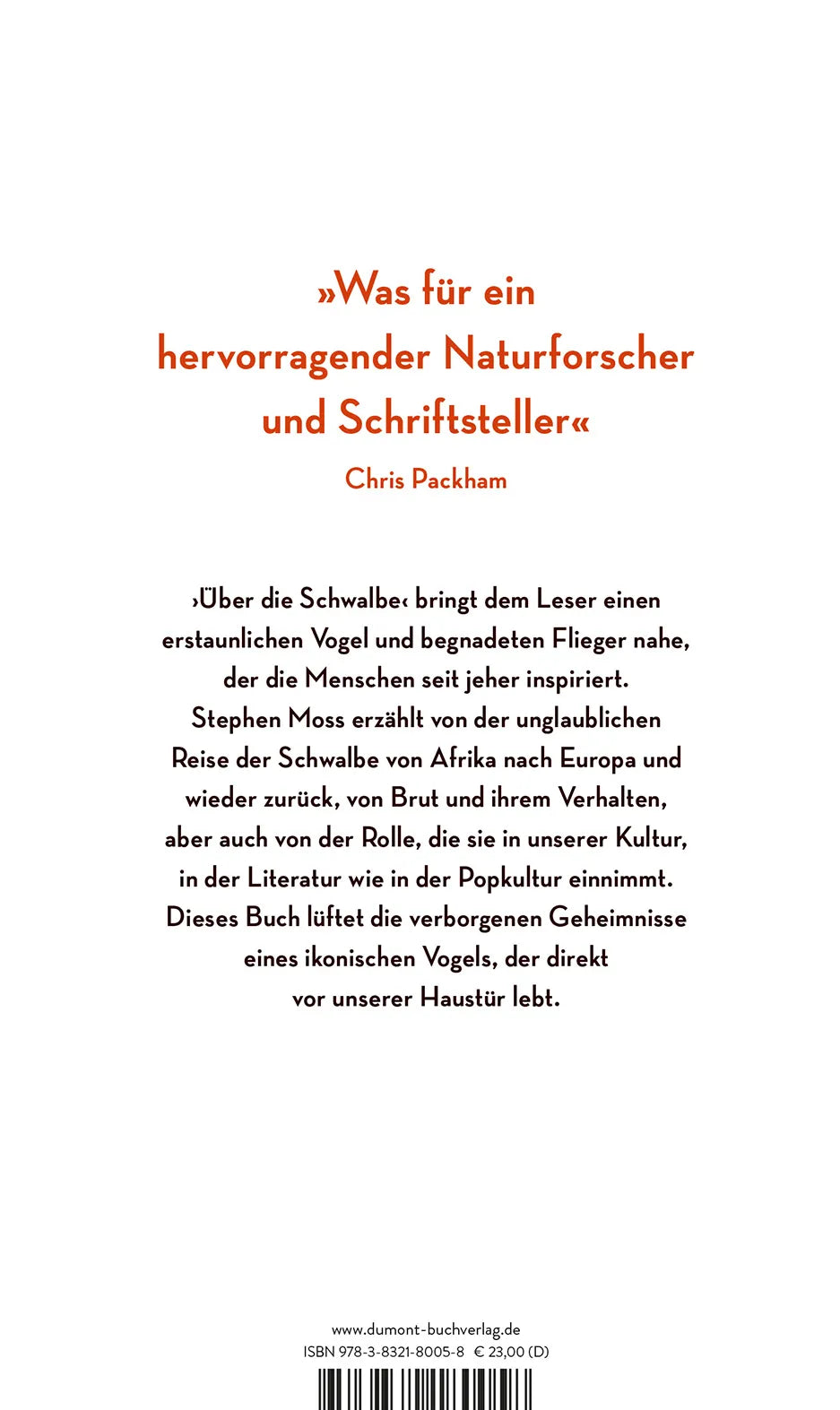 BuchrÃ¼ckseite von 'Über die Schwalbe' mit Klappentext - Gebundene Ausgabe