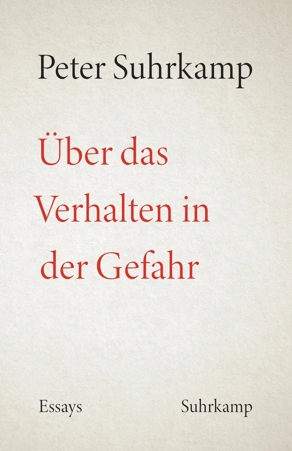 Buchcover von 'Über das Verhalten in der Gefahr' - Gebundene Ausgabe von Peter Suhrkamp