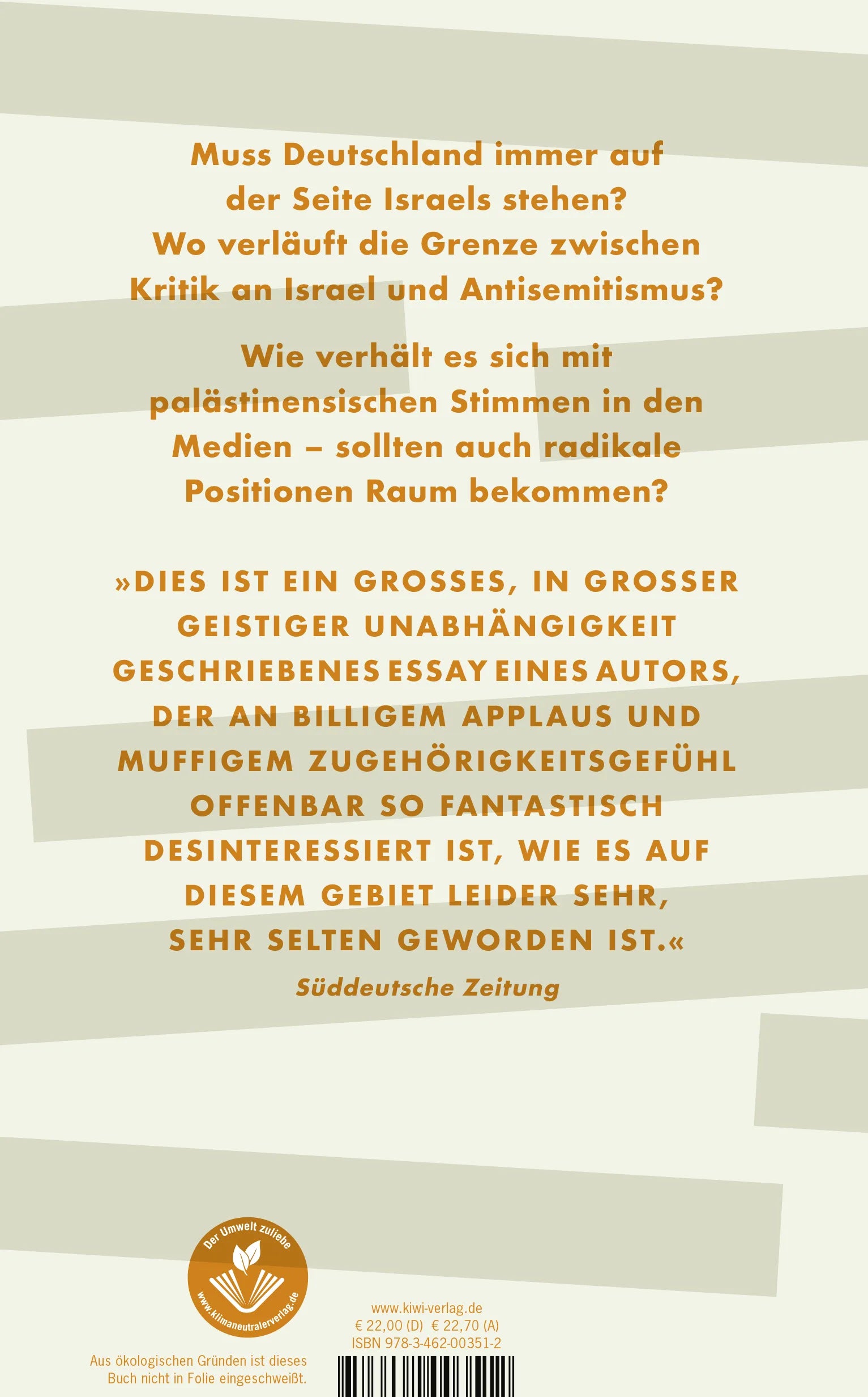 Buchrückseite von 'Über Israel reden' mit Klappentext - Gebundene Ausgabe