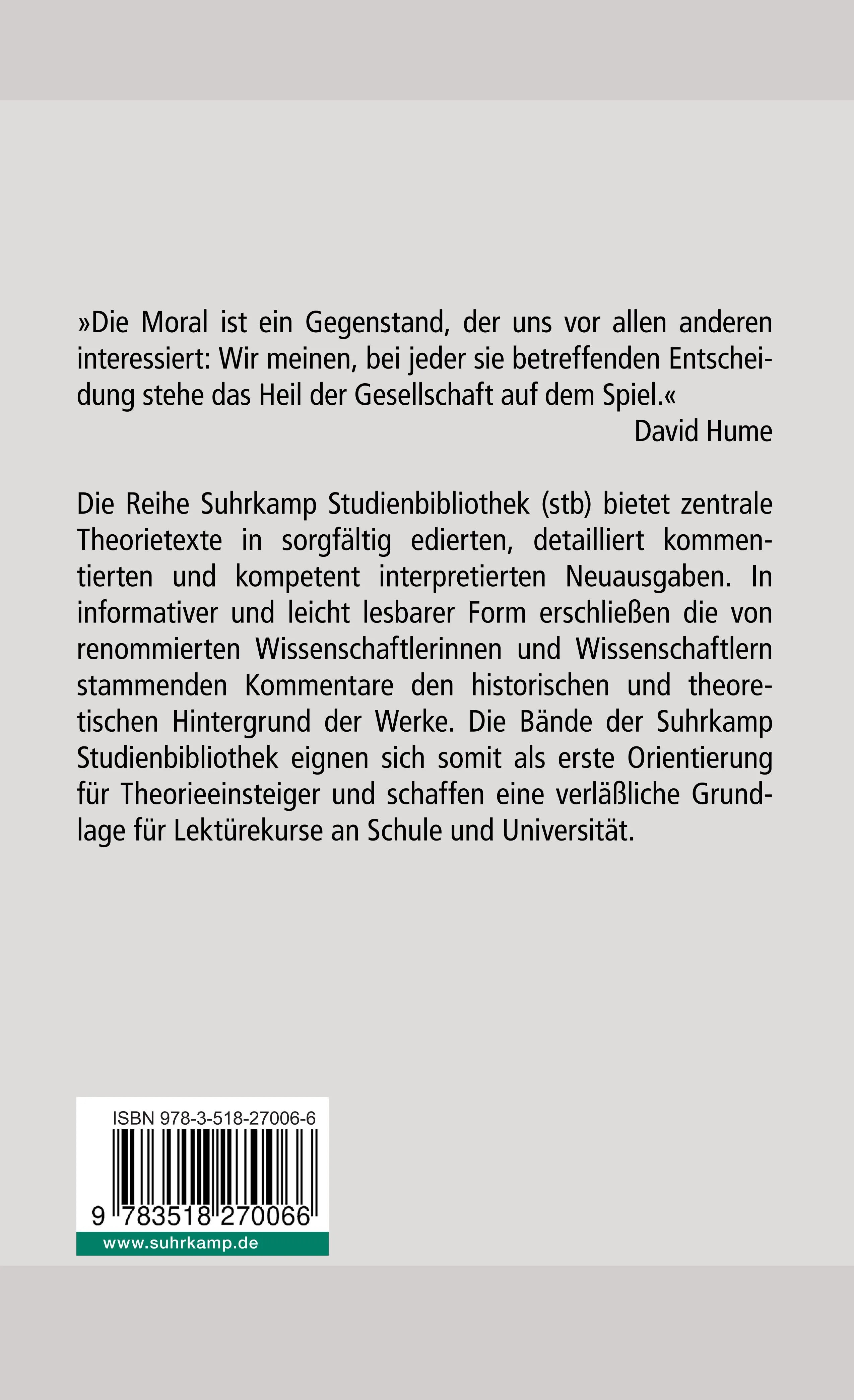 Buchrückseite von 'Über Moral' mit Klappentext - Taschenbuch
