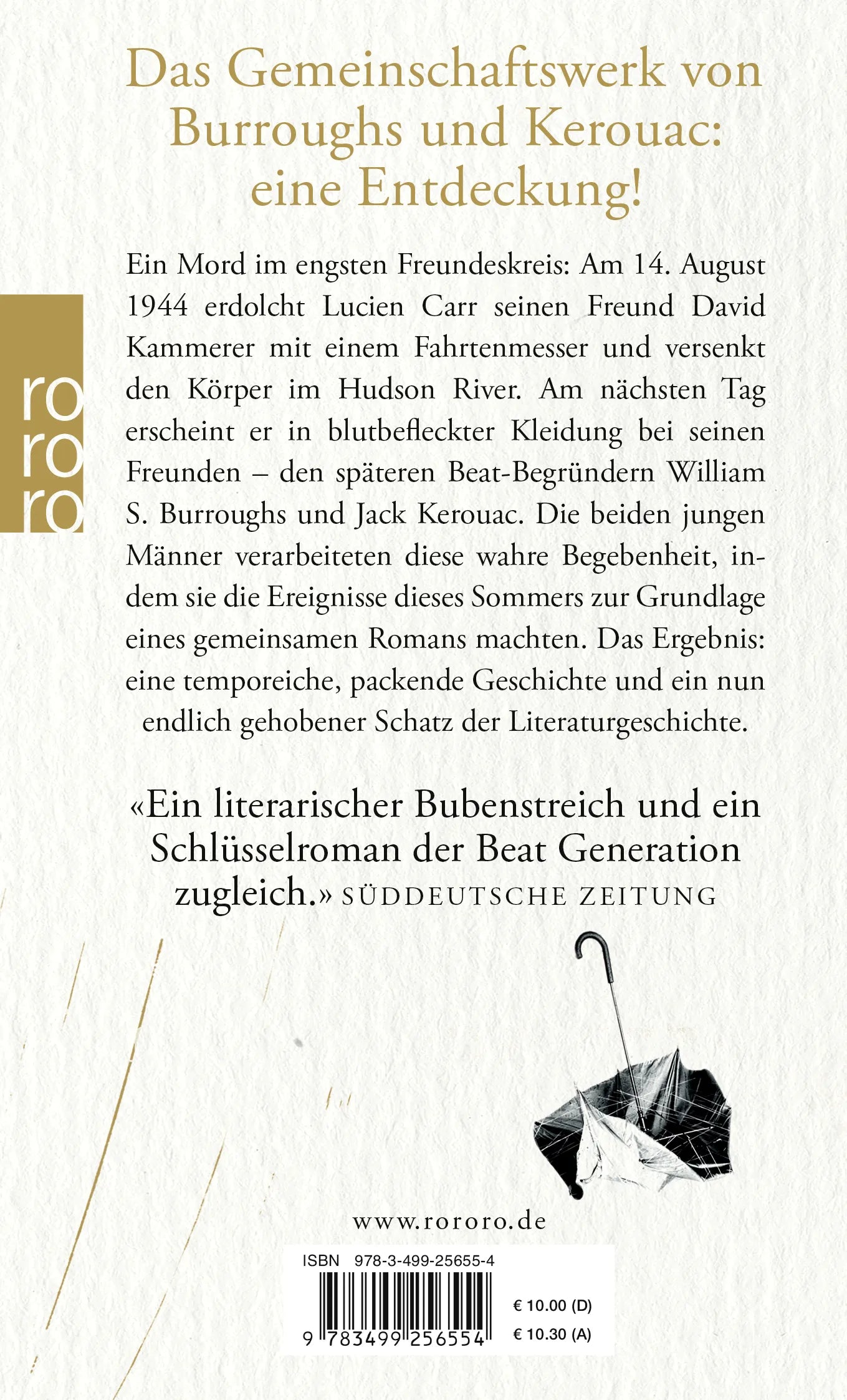 Buchrückseite von 'Und die Nilpferde kochten in ihren Becken' mit Klappentext - Taschenbuch