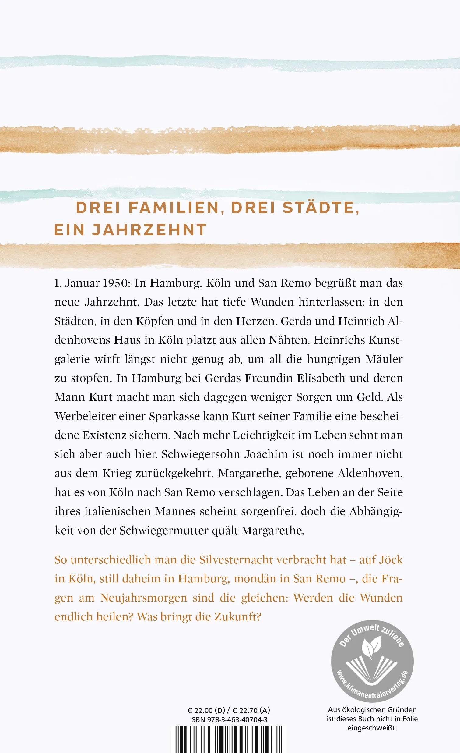 Buchrückseite von 'Und die Welt war jung' mit Klappentext - Gebundene Ausgabe