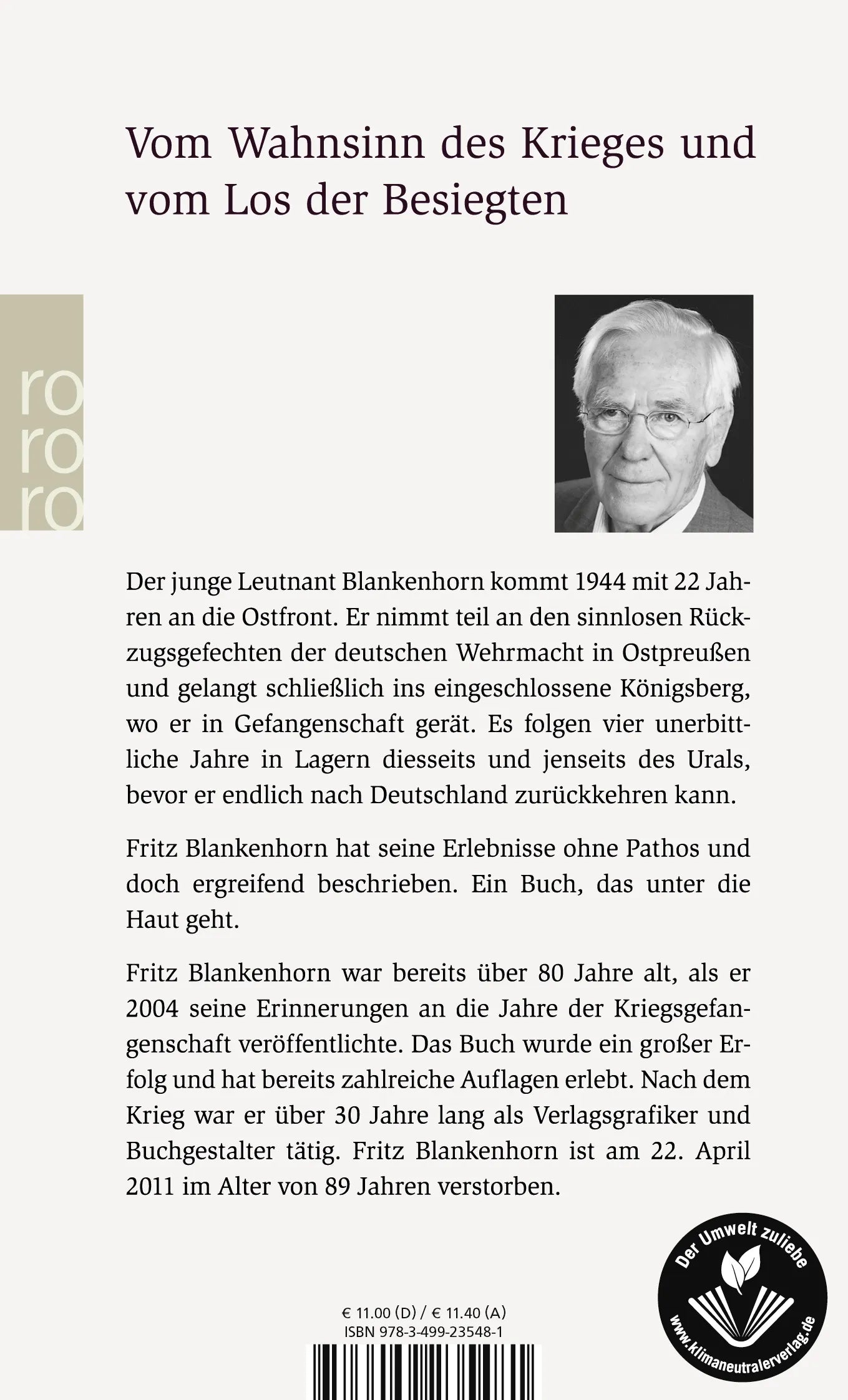 Buchrückseite von '... und fahr'n wir ohne Wiederkehr' mit Klappentext - Taschenbuch